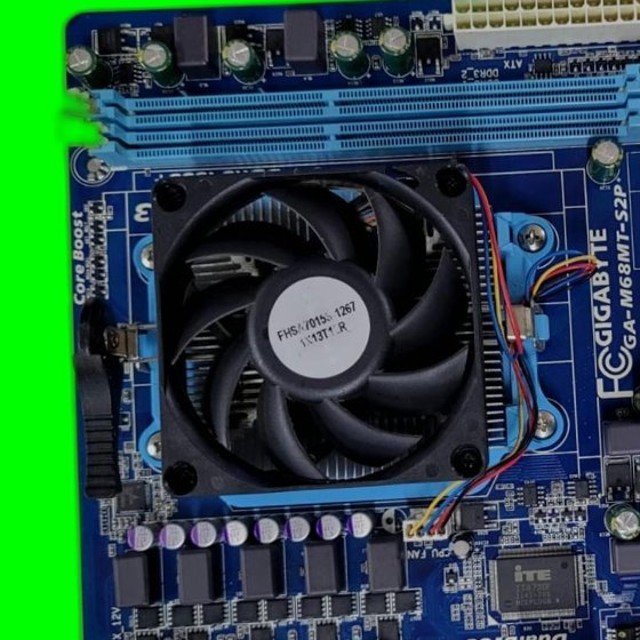 A training photo of a motherboard CPU fan, sharp and evenly lit